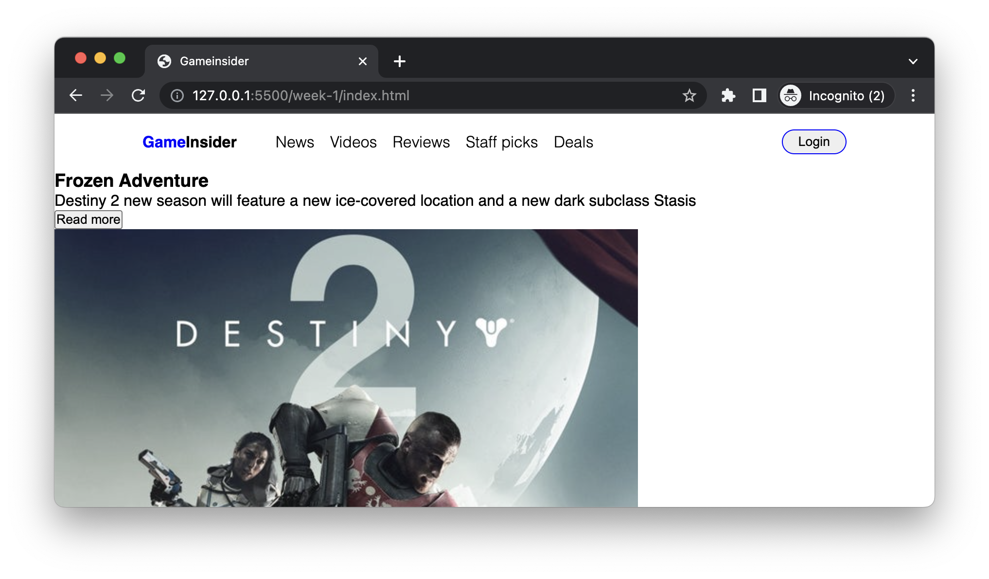 HTML of Hero Section